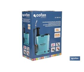 PULVERIZADOR DE ESPALDA 16 L DUAL - ELÉCTRICO/MANUAL LI-ION 12 V 8.0 AH