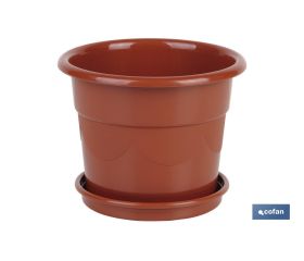 Maceta redonda con plato | Especial para plantas y flores | Perfecta para colocar en exterior e interior