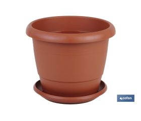 Maceta redonda con plato | Especial para platas y flores | Perfecta para colocar en exterior e interior