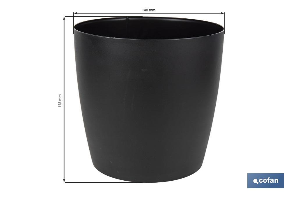 MACETA CAMELIA  DE COLOR NEGRO 14 X 13,8 CM