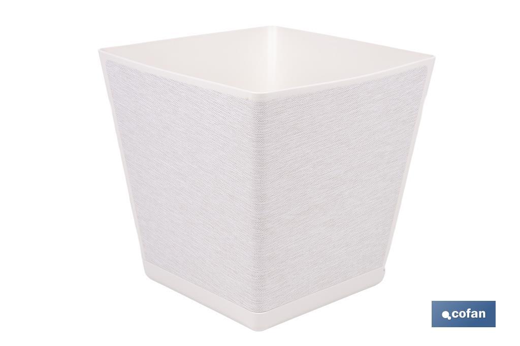 MACETA O MACETERO GAMA TEXTIL CUADRADA COLOR BLANCO PP 238 X 238 X 240 MM 9 L VENTA UNITARIA