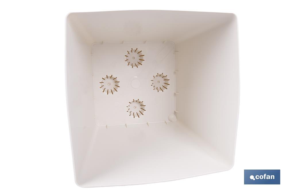 MACETA O MACETERO GAMA TEXTIL CUADRADA COLOR BLANCO PP 238 X 238 X 240 MM 9 L VENTA UNITARIA