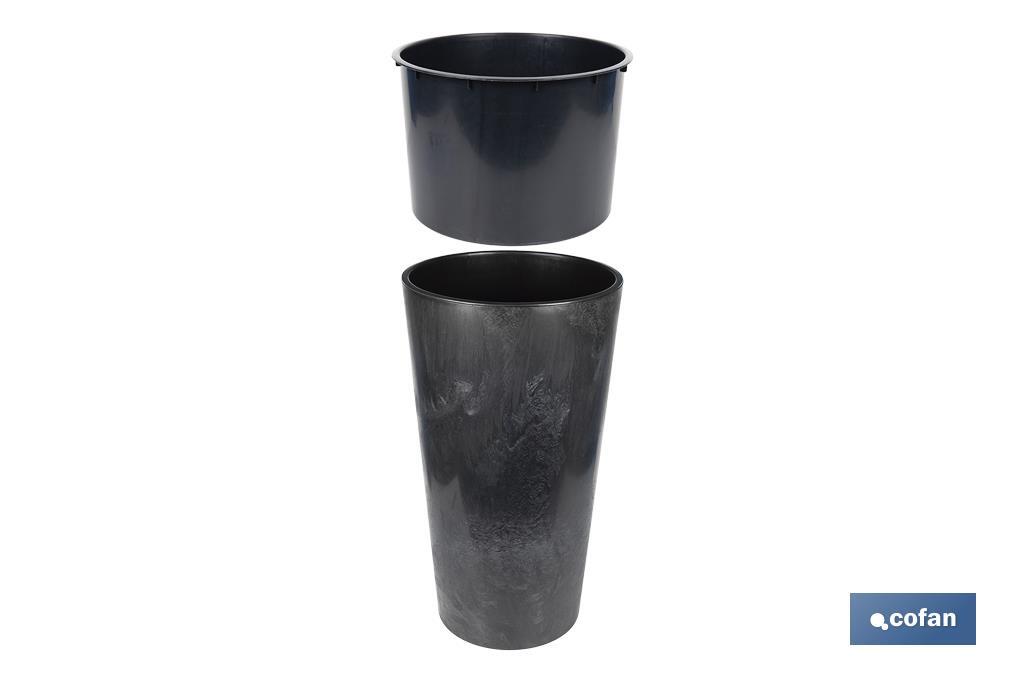 MACETERO 2 EN 1 FORMA CONICA CON DEPÓSITO COLOR NEGRO PP Ø 409 X 750 MM 29,5 L