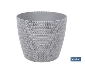 MACETA O MACETERO TRENZADA COLOR GRIS CLARO PP Ø 215 X 185 MM 5,2 L VENTA UNITARIA