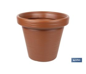 Macetas decorativas con diseño rayado | Color: terracota | Resistentes a los rayos UV | Material: Polietileno de alta densidad | Ideales para interiores y exteriores