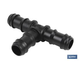 Conector en forma de T para riego por goteo | 16 mm de diámetro | Para sistemas de riego