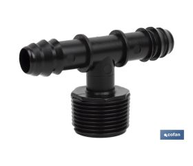 Conector T con doble empalme y rosca 3/4'' | Accesorio de riego imprescindible para cualquier instalación de riego por goteo