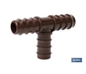 Conector en forma de T para riego por goteo | 16 mm de diámetro | Para sistemas de riego