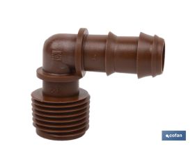 CON. EN CODO R.MACHO Ø16MM-1/2 (MARRÓN-MAX SEGUR.)
