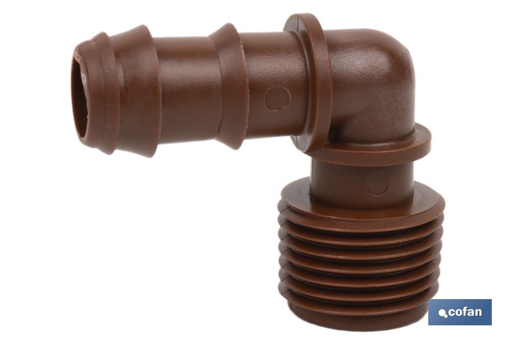 CON. EN CODO R.MACHO Ø16MM-1/2 (MARRÓN-MAX SEGUR.)