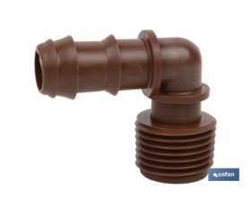 CON. EN CODO R.MACHO Ø16MM-1/2 (MARRÓN-MAX SEGUR.)
