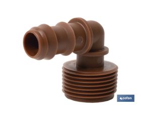 CON. EN CODO R.MACHO Ø16MM-3/4 (MARRÓN-MAX SEGUR.)