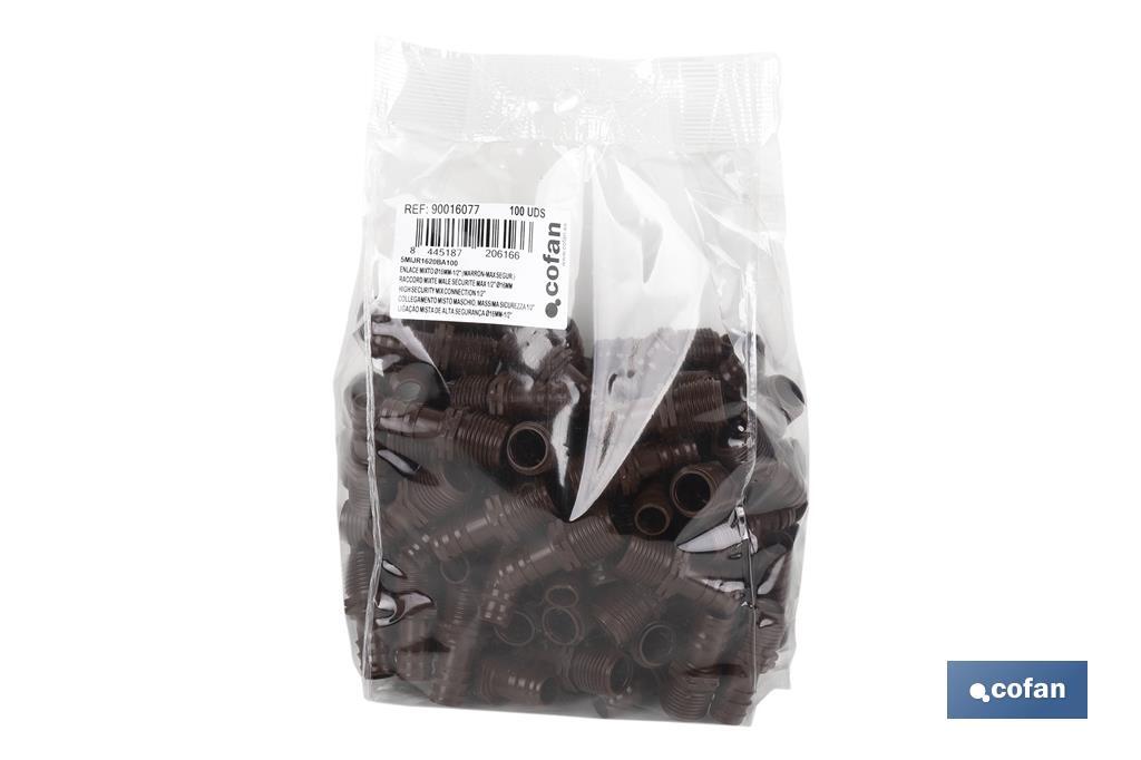 ENLACE MIXTO Ø16MM-1/2 (MARRÓN-MAX SEGUR.)