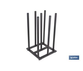 Expositor vertical para 7 rollos de hules | Estructura metálica resistente | Color: negro | Organización eficiente