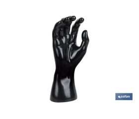Expositor de guantes | Mano derecha expositora con base magnética | Fabricado en polipropileno de color negro