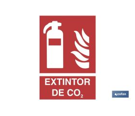 Extintor CO2. El diseño de la señal puede variar, pero en ningún caso se variará el significado de la misma.