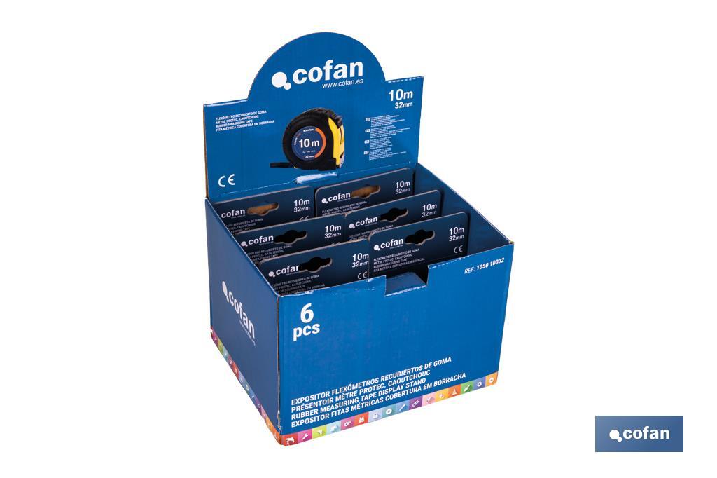 EXPOSITOR DE FLEXÓMETROS CON PROTECCIÓN DE GOMA 32 MM X 10 M 6 UDS.