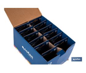 EXPOSITOR DE FLEXÓMETROS ANTIDESLIZANTES 19 MM X 5 M 12 UDS.