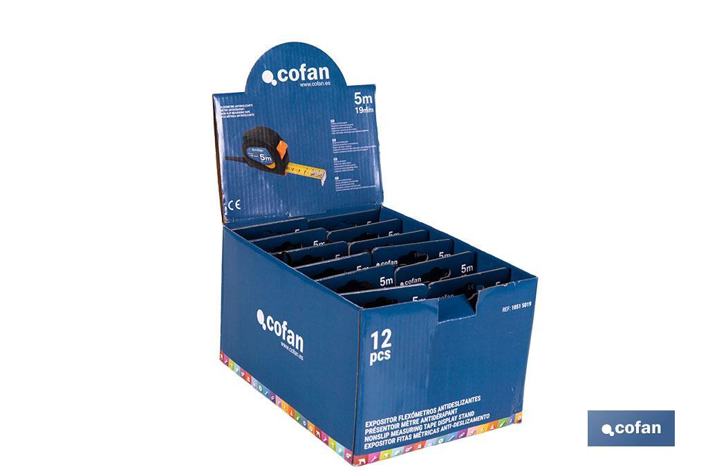 EXPOSITOR DE FLEXÓMETROS ANTIDESLIZANTES 19 MM X 5 M 12 UDS.