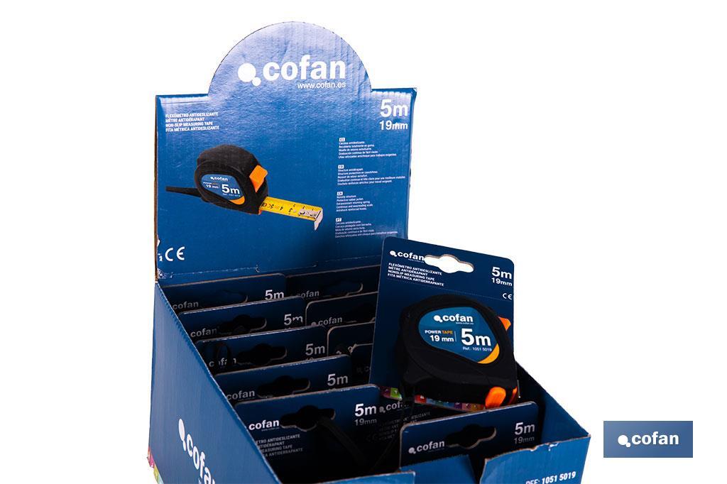 EXPOSITOR DE FLEXÓMETROS ANTIDESLIZANTES 19 MM X 5 M 12 UDS.