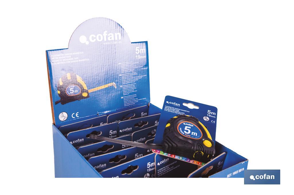 EXPOSITOR DE FLEXÓMETROS MAGNÉTICOS 19 MM X 5 M 12 UDS.