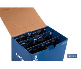 EXPOSITOR DE FLEXÓMETROS MAGNÉTICOS 25 MM X 8 M 6 UDS.