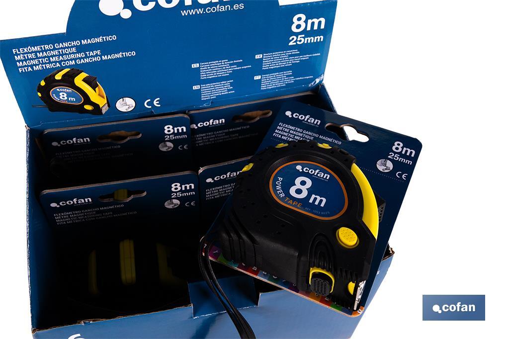 EXPOSITOR DE FLEXÓMETROS MAGNÉTICOS 25 MM X 8 M 6 UDS.