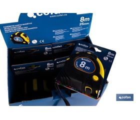 EXPOSITOR DE FLEXÓMETROS MAGNÉTICOS 25 MM X 8 M 6 UDS.