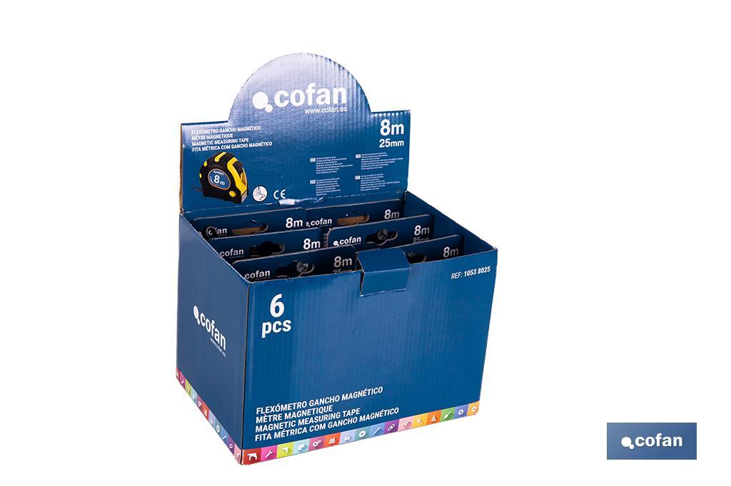 EXPOSITOR DE FLEXÓMETROS MAGNÉTICOS 25 MM X 8 M 6 UDS.