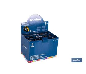 EXPOSITOR DE FLEXÓMETROS MAGNÉTICOS 25 MM X 8 M 6 UDS.