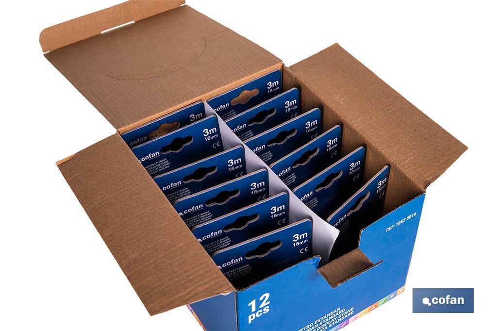 EXPOSITOR FLEXÓMETRO ESTÁNDAR 16 MM X 3 M 12 UDS.