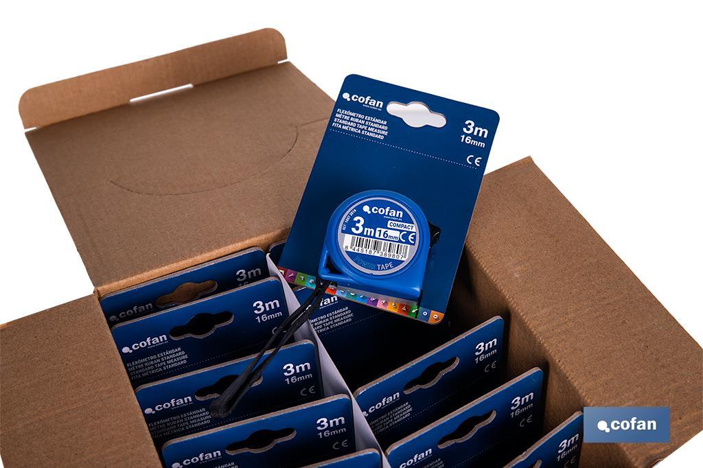 EXPOSITOR FLEXÓMETRO ESTÁNDAR 16 MM X 3 M 12 UDS.