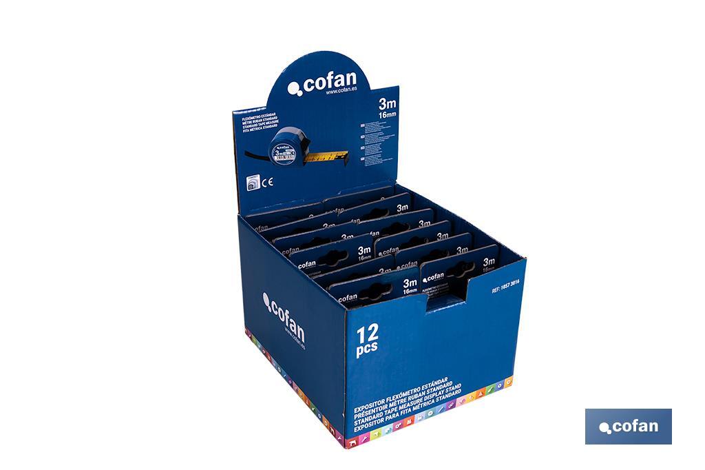 EXPOSITOR FLEXÓMETRO ESTÁNDAR 16 MM X 3 M 12 UDS.