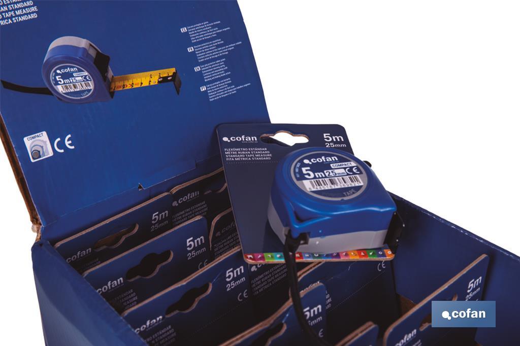 EXPOSITOR FLEXÓMETRO ESTÁNDAR 25 MM X 5 M 12 UDS.