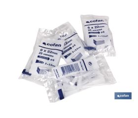 BOLSA 25 UDS TACO DE PLÁSTICO 5 MM VENTA UNITARIA