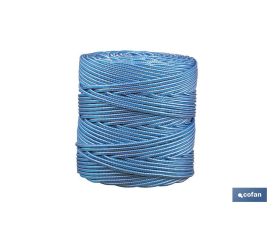 BOBINA CORDON TRENZADO POLI 5 MM 200 MTS BCO/AZUL