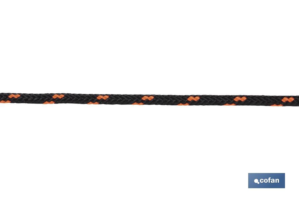 CORDÓN TRENZADO HIPPIE NEGRO/NARANJA 3 MM X 100 M