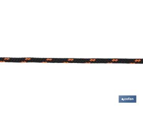 CORDÓN TRENZADO HIPPIE NEGRO/NARANJA 3 MM X 100 M