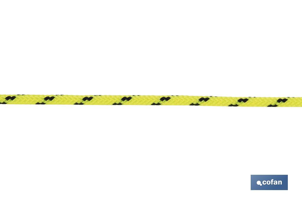 CORDÓN TRENZADO HIPPIE AMARILLO/NEGRO 3 MM X 100 M