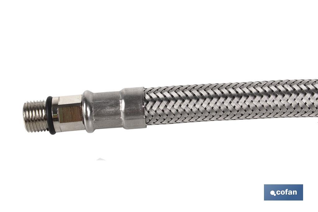 CONEXIÓN FLEXIBLE INOX M10x1 - H3/8 35 CM.