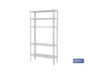 Estantería Metálica en color Blanco de 5 baldas | Con tornillos y escuadras | Resistente a un peso por balda de 80 kg