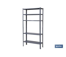Estantería Metálica en color Gris de 5 baldas | Con tornillos y escuadras | Resistente a un peso por balda de 80 kg