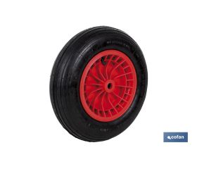 Rueda para carretilla de obra con rodamiento | Fabricada con llanta de ABS neumática | Para pesos de hasta 140 kg