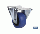 Rueda de goma azul fija | Con cojinete de rodillo | Para pesos de hasta 150 kg y diámetros de 80, 100 y 125 mm