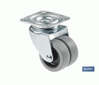 Rueda doble de polipropileno con placa de 60 mm | Diámetro de 50 mm | Para pesos de hasta 70 kg