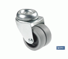 Rueda doble de polipropileno con agujero pasante de 12 mm | Diámetro de 50 mm | Para pesos de hasta 70 kg