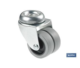 Rueda doble de polipropileno con agujero pasante de 12 mm | Diámetro de 50 mm | Para pesos de hasta 70 kg