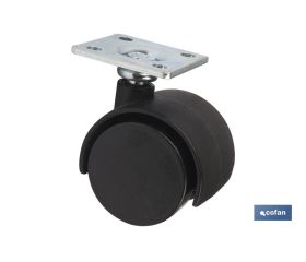Rueda de nailon con placa de 42 mm | Con diámetros desde 30 mm hasta 50 mm | Para pesos desde 15 kg hasta 25 kg
