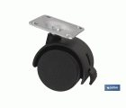 Rueda de nailon con placa de 42 mm y freno | Con diámetros desde 30 mm hasta 50 mm | Para pesos desde 15 kg hasta 25 kg