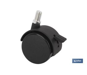 Rueda de nailon con tornillo y freno | Diámetros desde 30 mm hasta 50 mm | Para pesos desde 15 kg hasta 25 kg